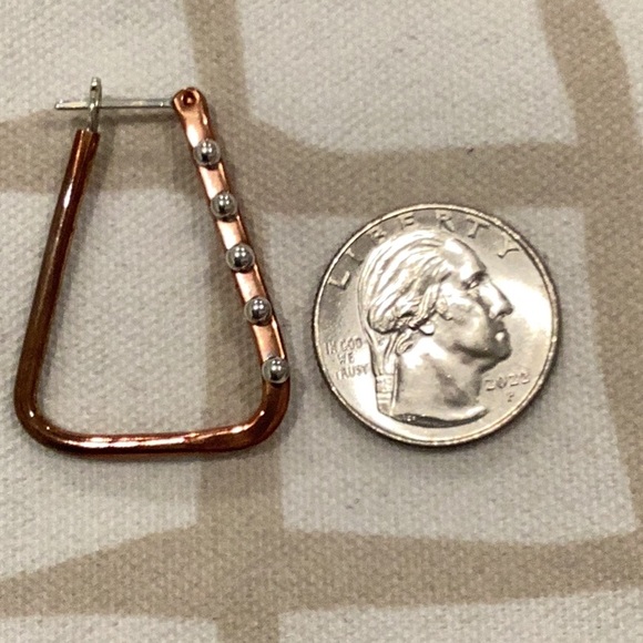 Copper & Sterling Silver Unusual Hoop Earrings - Picture 2 of 4